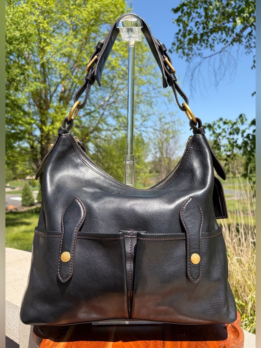 Dooney & Bourke Medium Lucy Black Florentine Leather Hobo NWT - Picture 17 of 17